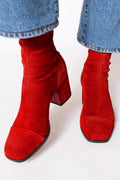 SQUARE TOE ANKLE BOOT WITH BOLD HEEL