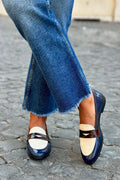 TWO-TONE LOAFERS WITH SHINY STRAP