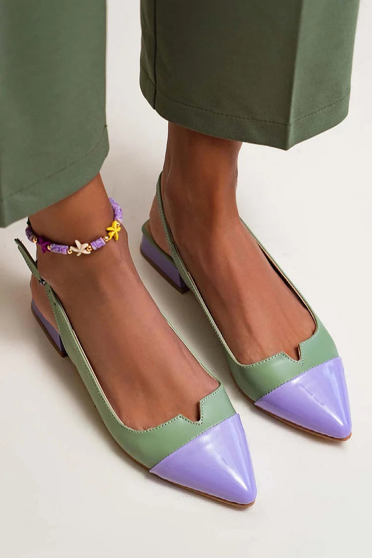 POINTED BALLET FLATS WITH TWO-TONE DETAIL