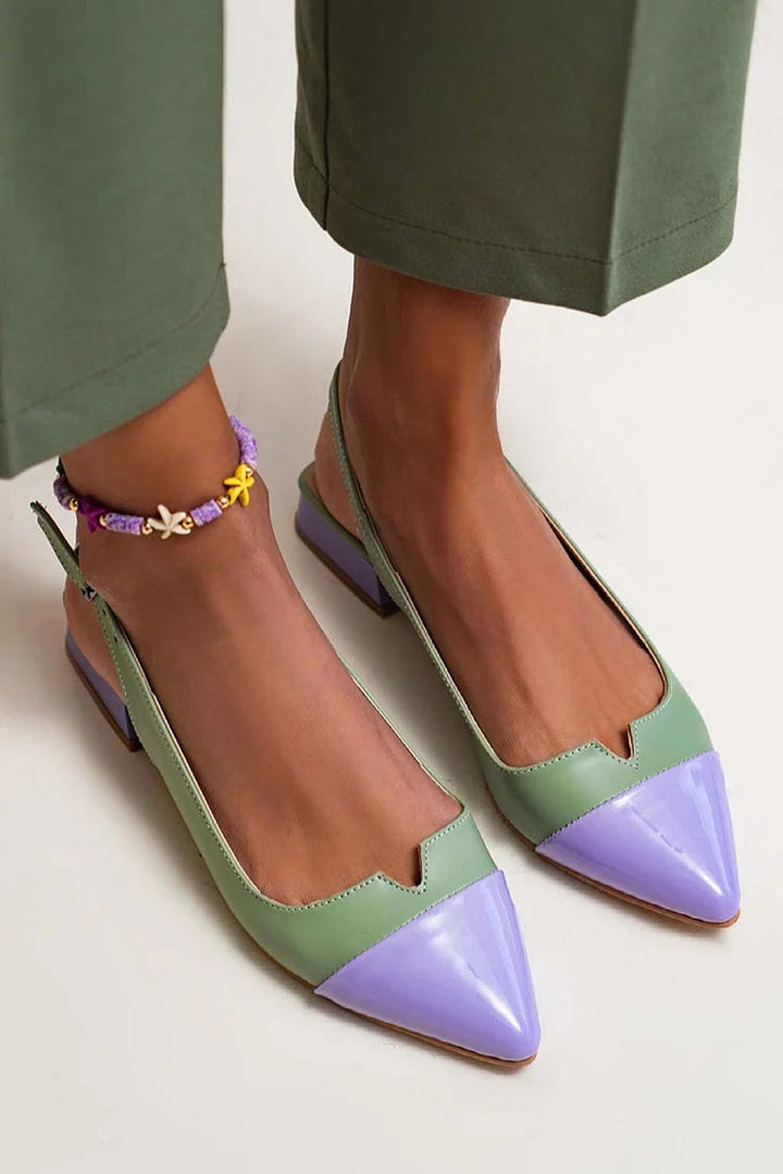 POINTED BALLET FLATS WITH TWO-TONE DETAIL