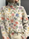 Florence | Beautiful Floral Turtleneck Sweater