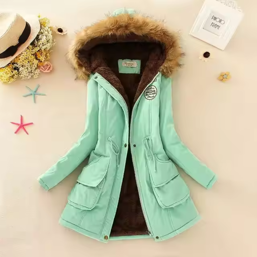 Therelle™ - Autumn/Winter Jacket with Hood, Embroidery, and Fitted Cut