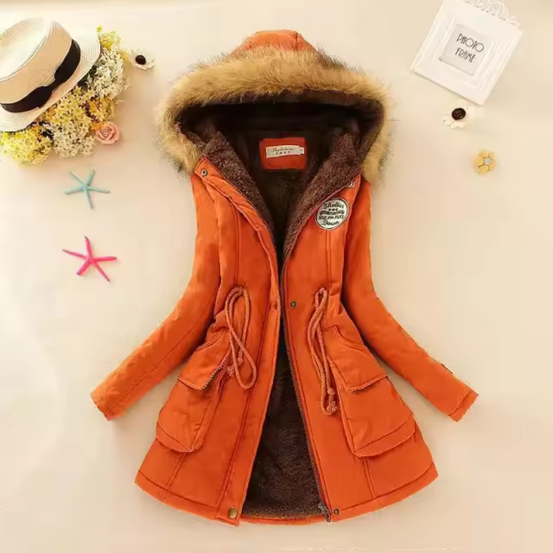 Therelle™ - Autumn/Winter Jacket with Hood, Embroidery, and Fitted Cut