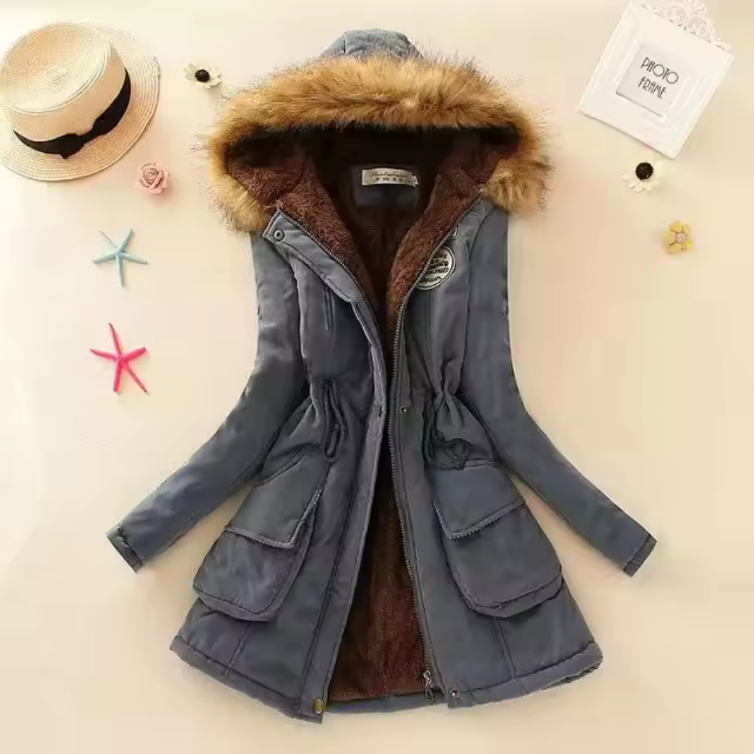 Therelle™ - Autumn/Winter Jacket with Hood, Embroidery, and Fitted Cut