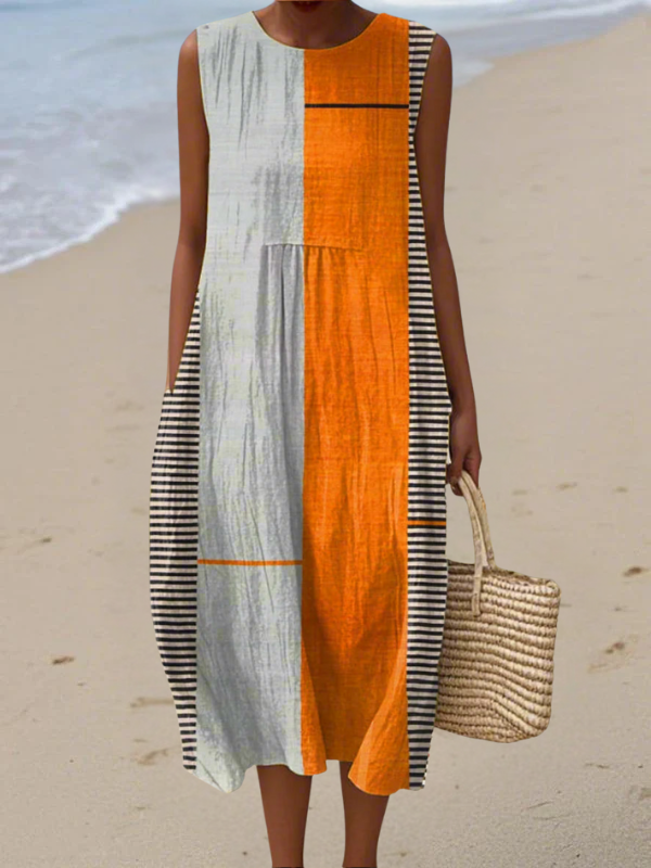Ana | Midi Dress with Color Block