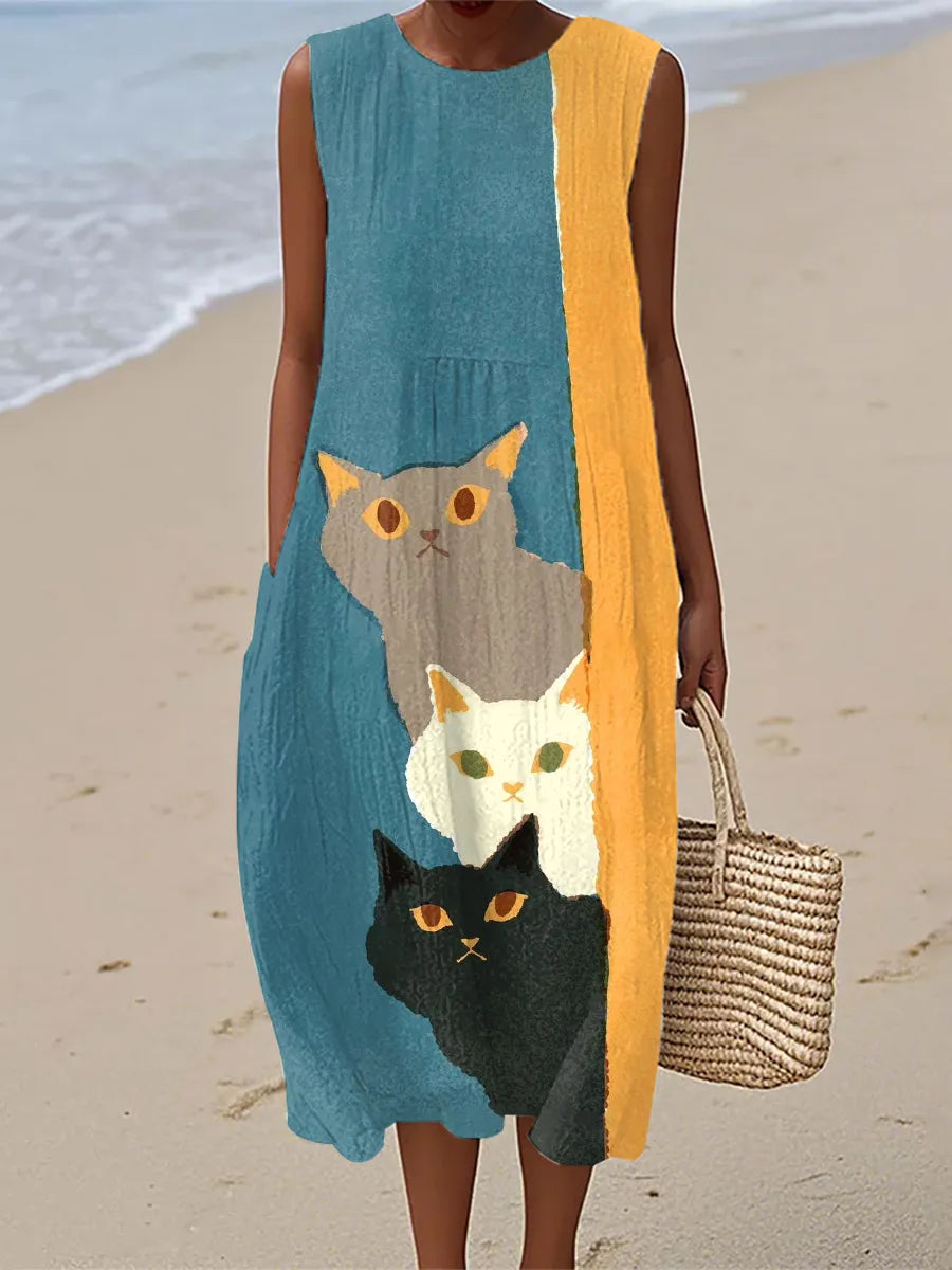 Paisley | Funny Cat Art Print Vintage Dress