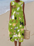 Isabella | Midi Dress Printed Dog Oil Painting