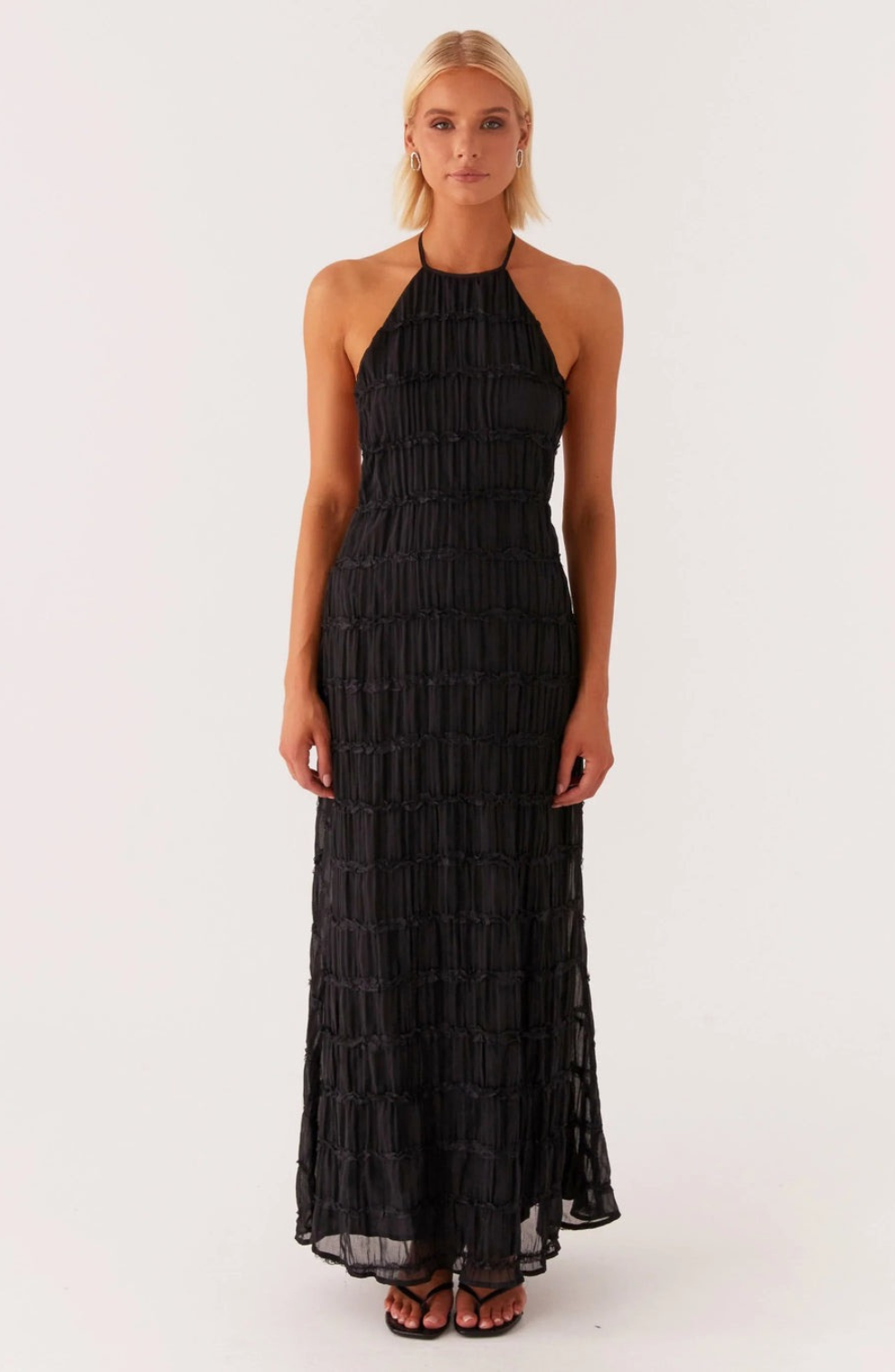 Caroline | Textured Halter Neck Maxi Dress