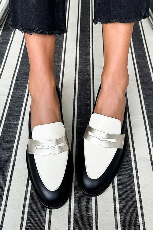 BICOLORED LOAFERS WITH METALLIC DETAIL