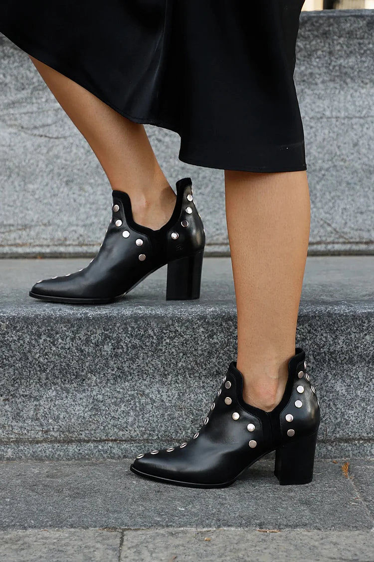 STUDDED ANKLE BOOT WITH BLOCK HEEL