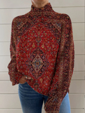 Lydia | Vintage Art Print Turtleneck Sweater