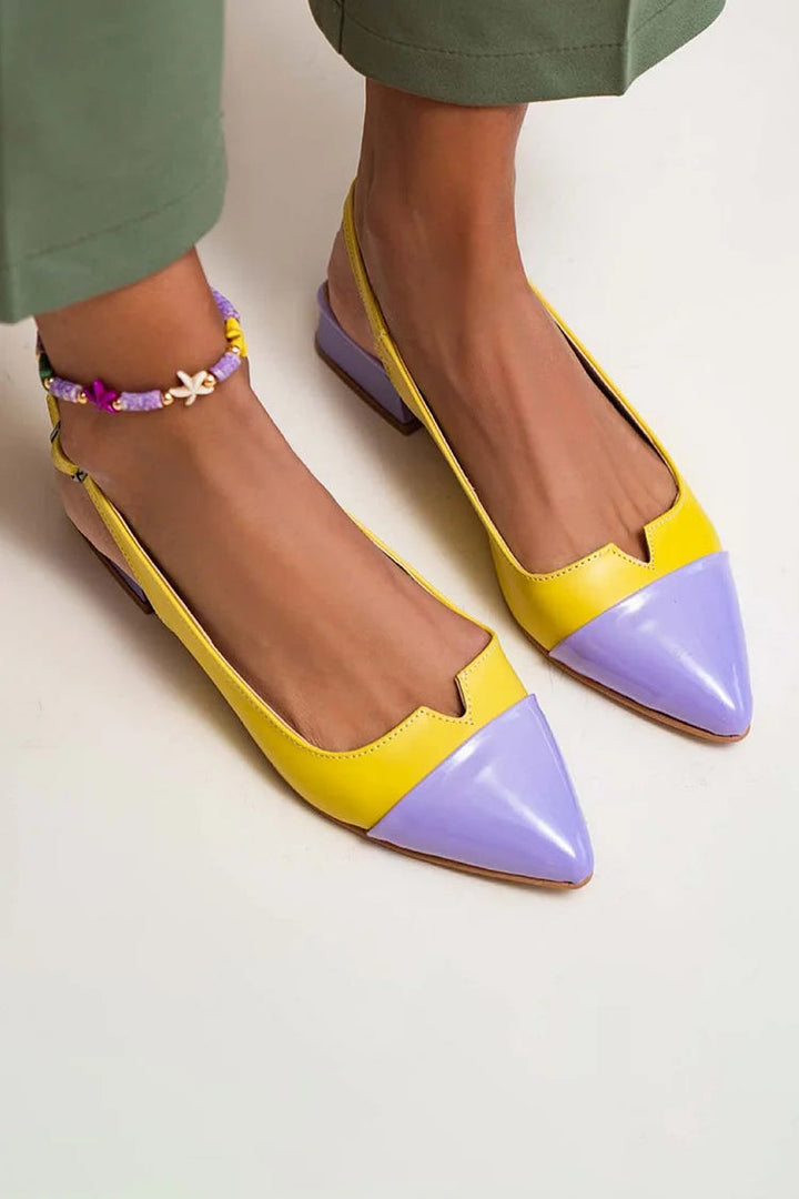POINTED BALLET FLATS WITH TWO-TONE DETAIL