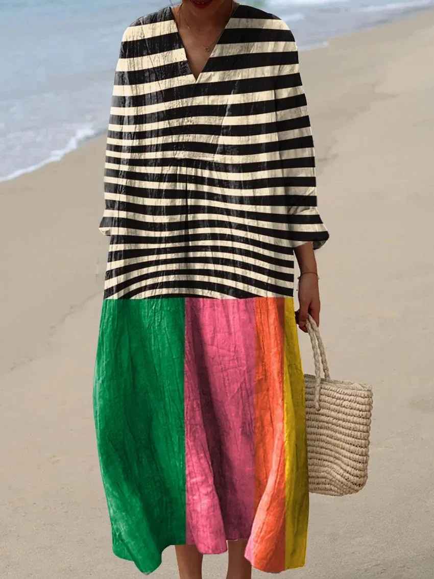 Felicia - Colorful Stripe Art Print Dress