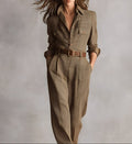 Celia | Brown Checkered Jumpsuit with Refined Details