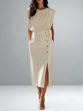 The Noemi Button Midi Dress