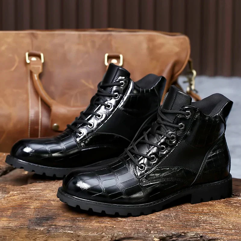 Isaac™ - Stylish Crocodile Chelsea Boots