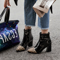 SHINY ANIMAL PRINT ANKLE BOOTS WITH WIDE HEEL