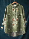 Nina | Women's Vintage Ethnic Floral Art Print Casual Shirt