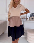 Alva | Color Block Casual Dress with Short Sleeves
