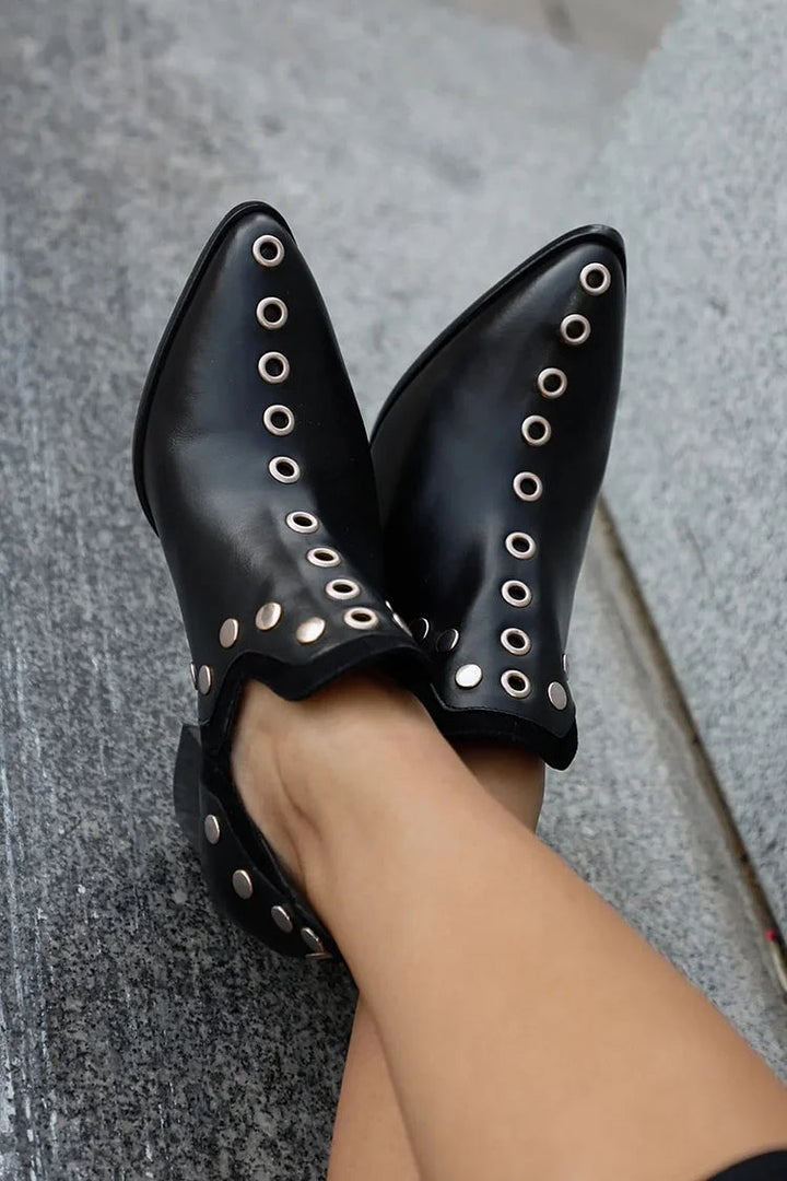 STUDDED ANKLE BOOT WITH BLOCK HEEL