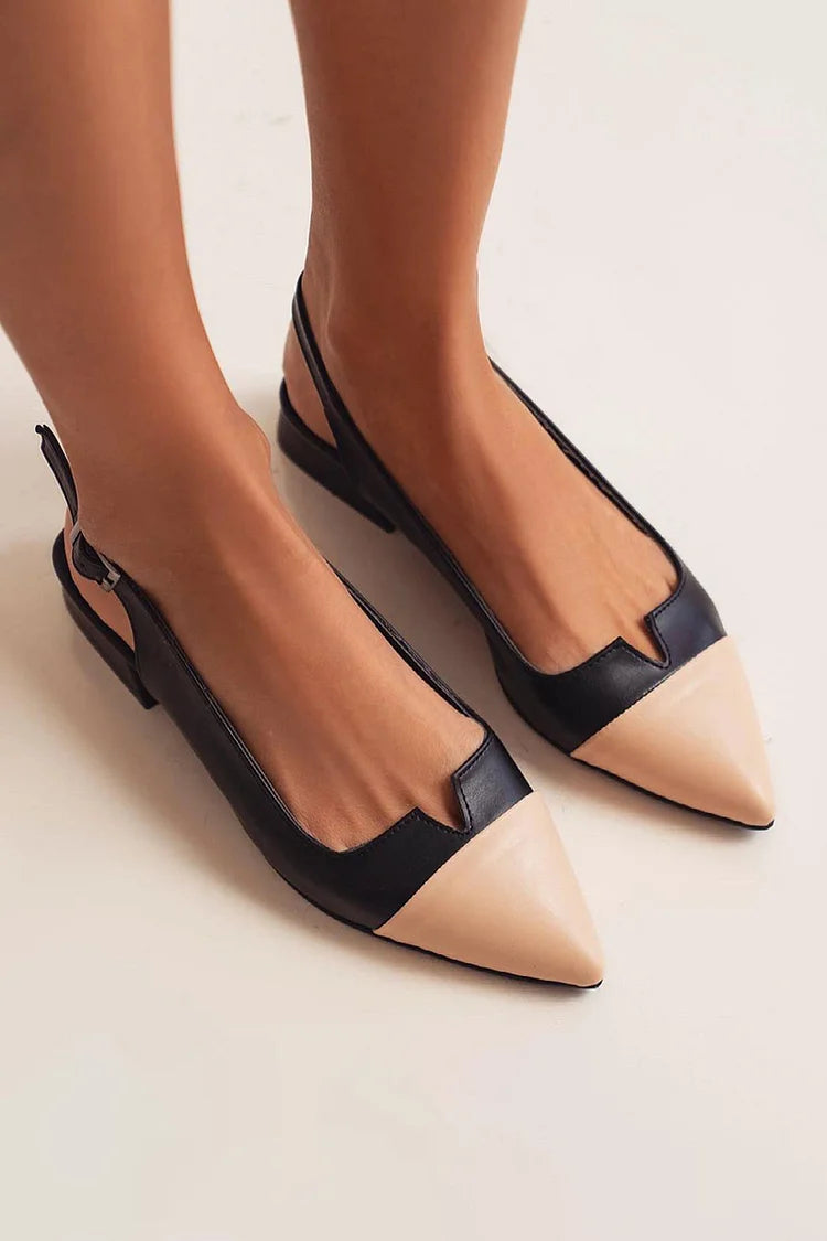 POINTED BALLET FLATS WITH TWO-TONE DETAIL