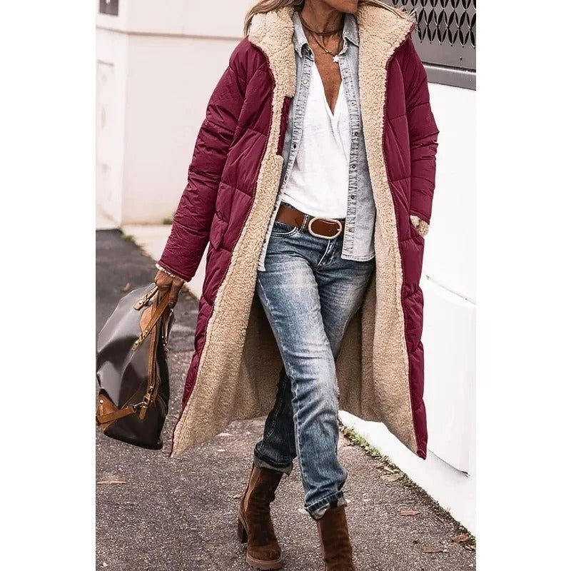 Zoe™ - Comfortable Warm Fleece Long Hooded Puffer Jacket
