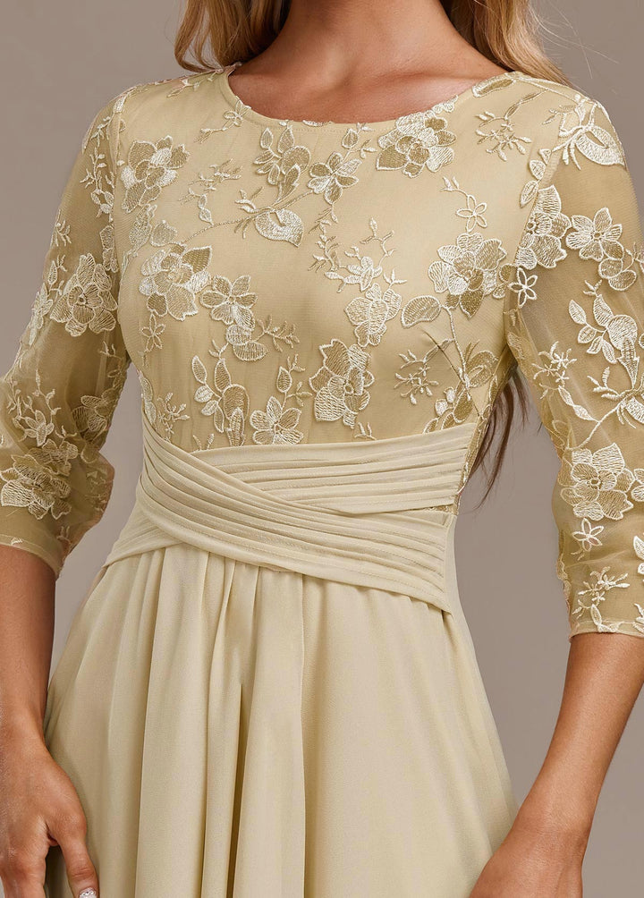 Elin™ | Champagne Dress with Delicate Embroidery