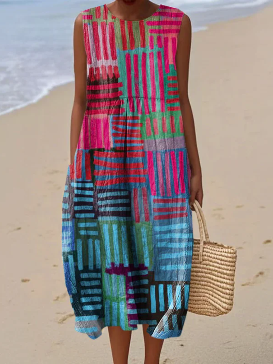 Zelie - Rhythm Grid Summer Dress