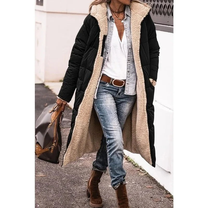Zoe™ - Comfortable Warm Fleece Long Hooded Puffer Jacket