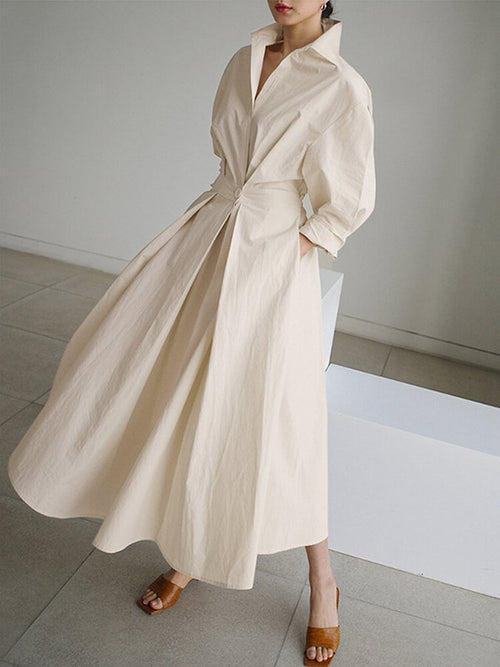 Brynn - Chic Polo Collar A-Line Swing Dress