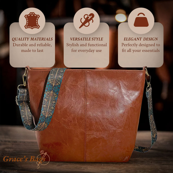 Charming Vintage Leather Bag with Shoulder Strap | Tamar's Vintage Charm