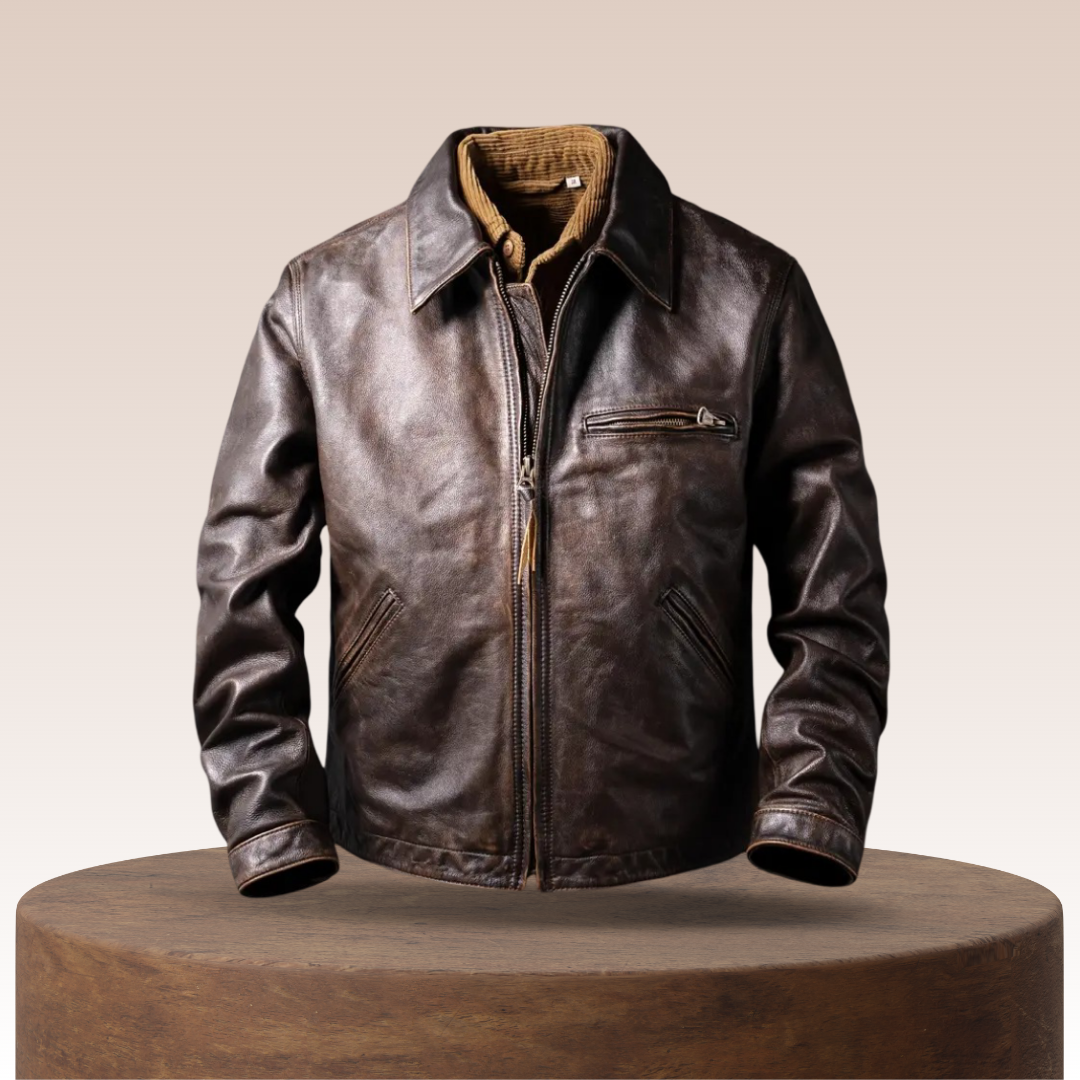 Magnus | Men's Dark Brown Jacket in Classic Leather Style