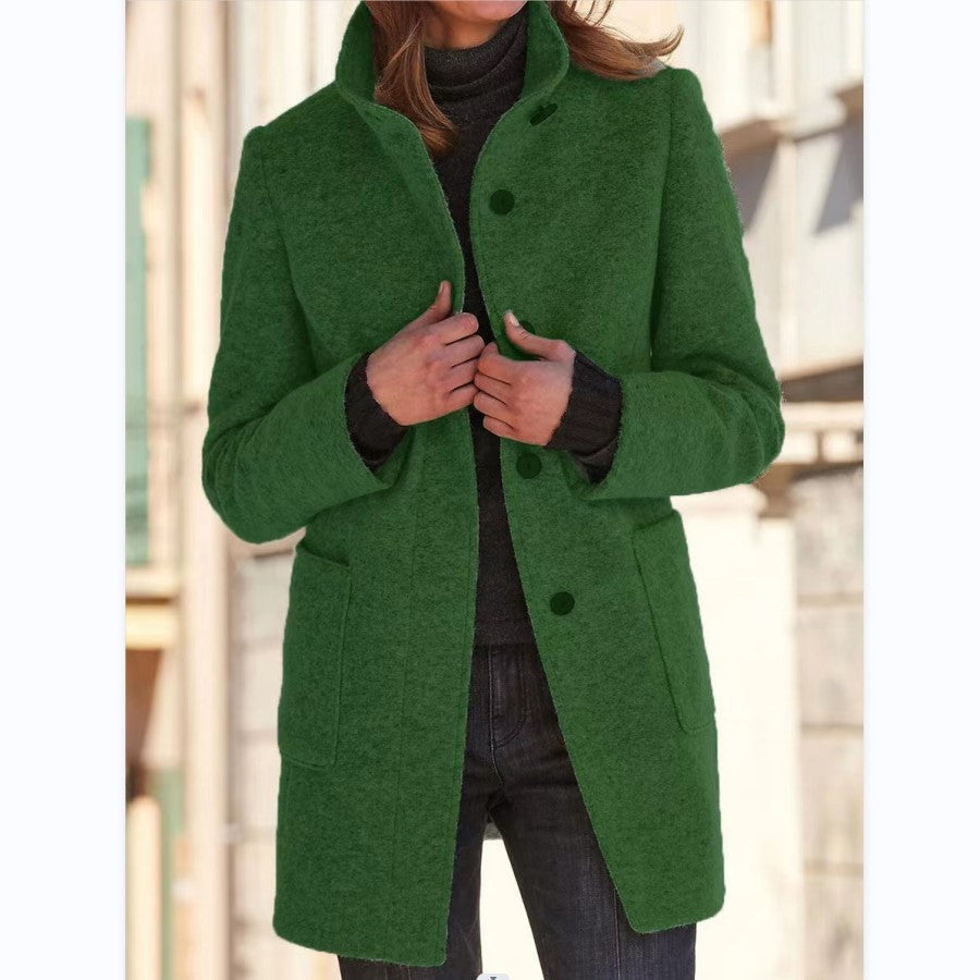 Vintora™ – Retro Women's Windbreaker with Buttons and Stand-Up Collar