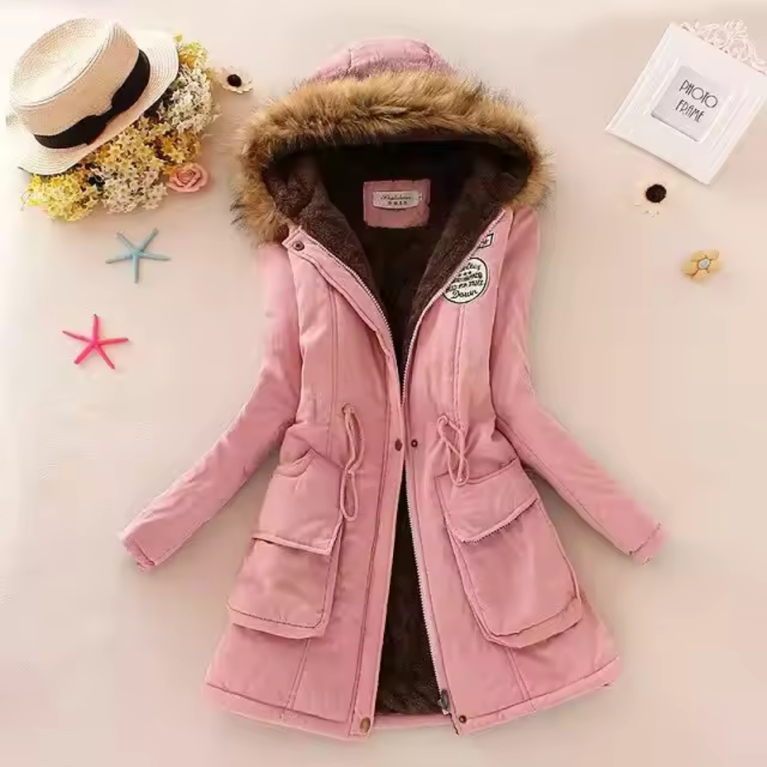 Therelle™ - Autumn/Winter Jacket with Hood, Embroidery, and Fitted Cut