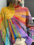 Alice | Colorful Sun Collage Print Turtleneck Sweater