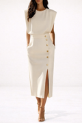 The Noemi Button Midi Dress
