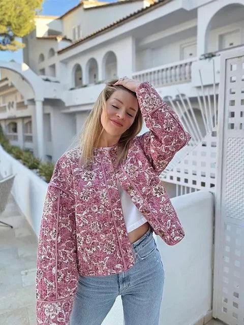 Avery™ - Elegant Floral Print Quilted Jacket
