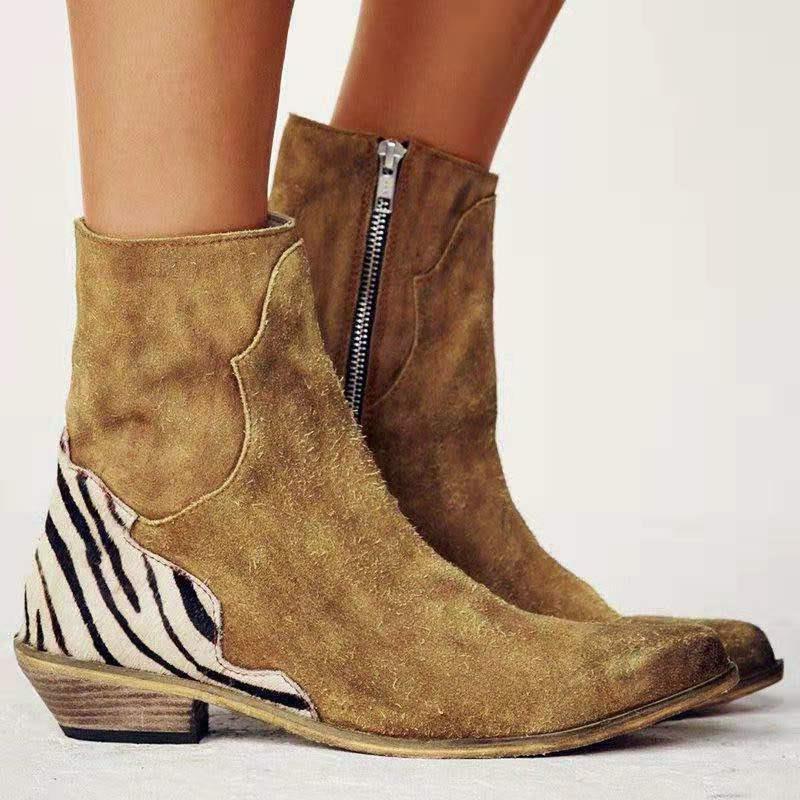 WILD COUNTRY BOOTS WITH ANIMAL PRINT DETAILS