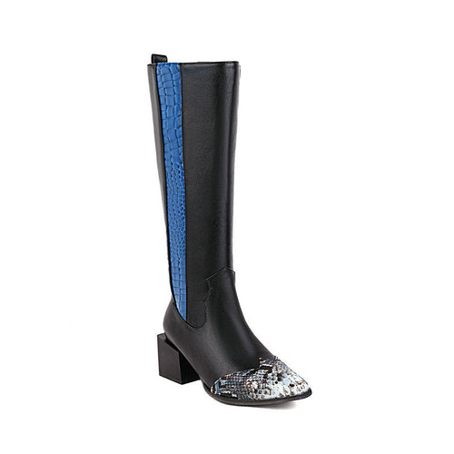 BLACK TALL BOOTS WITH SNAKE DETAIL