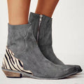 WILD COUNTRY GRAY ANKLE BOOTS WITH ANIMAL PRINT DETAILS