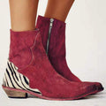WILD COUNTRY RED BOOTS WITH ANIMAL PRINT DETAILS