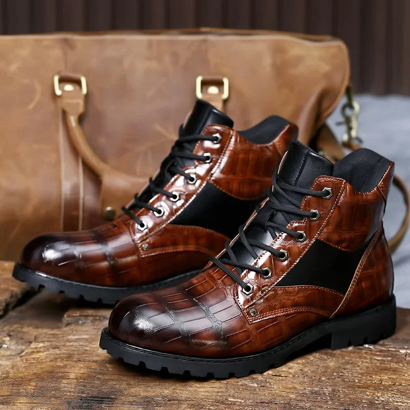 Isaac™ - Stylish Crocodile Chelsea Boots