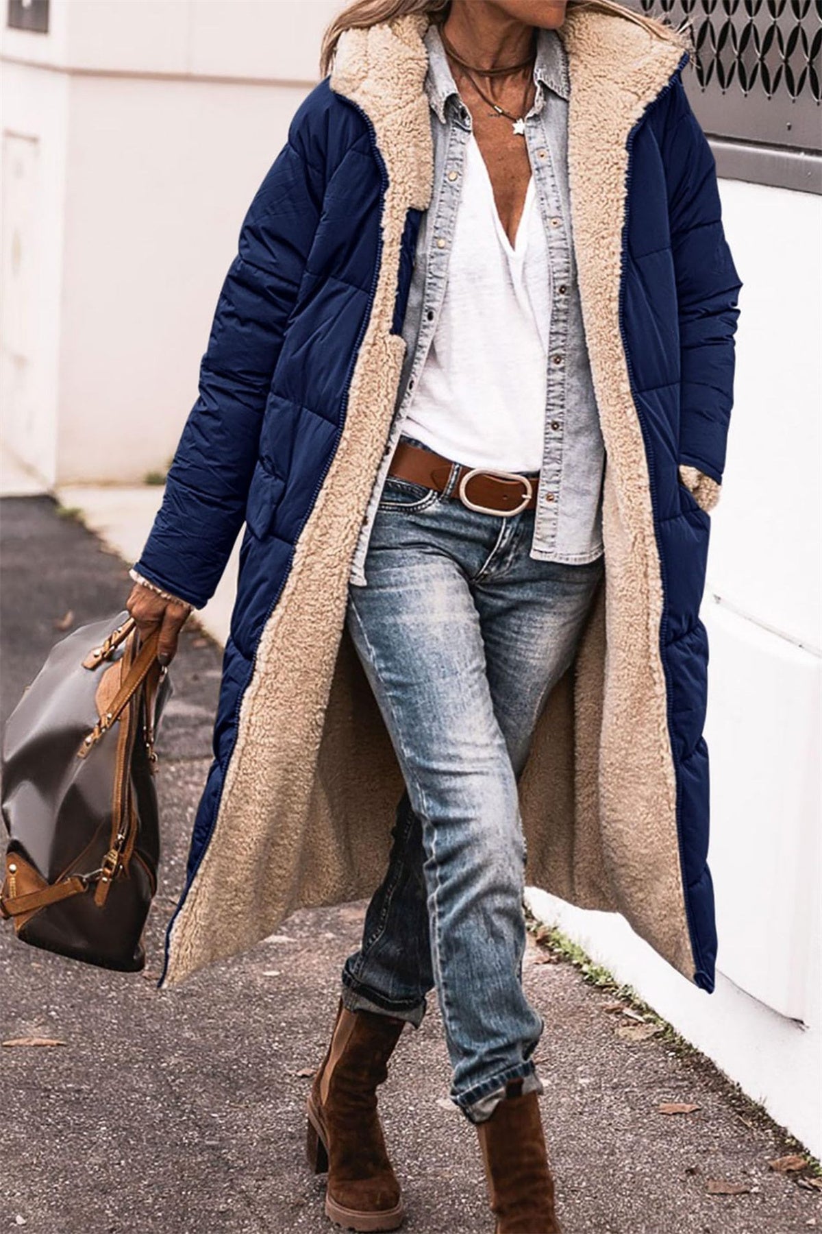 Zoe™ - Comfortable Warm Fleece Long Hooded Puffer Jacket