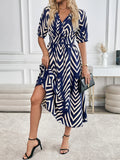 Selina – Geometric Flow Midi Dress