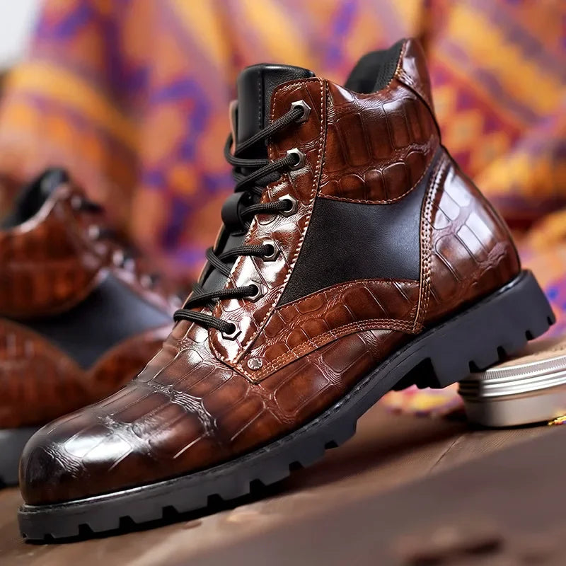 Isaac™ - Stylish Crocodile Chelsea Boots