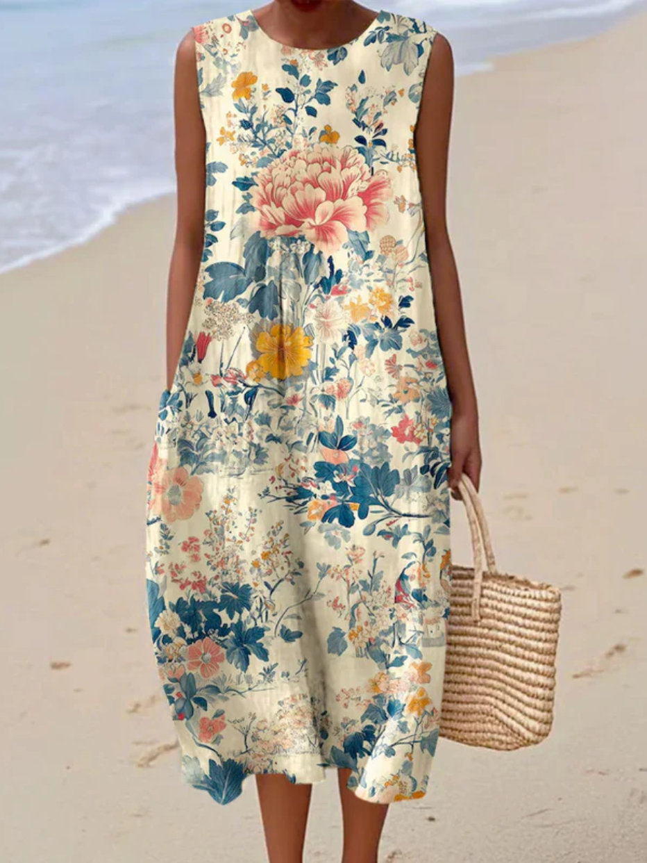 Katrina - Summer Dress with Vintage Floral Pattern