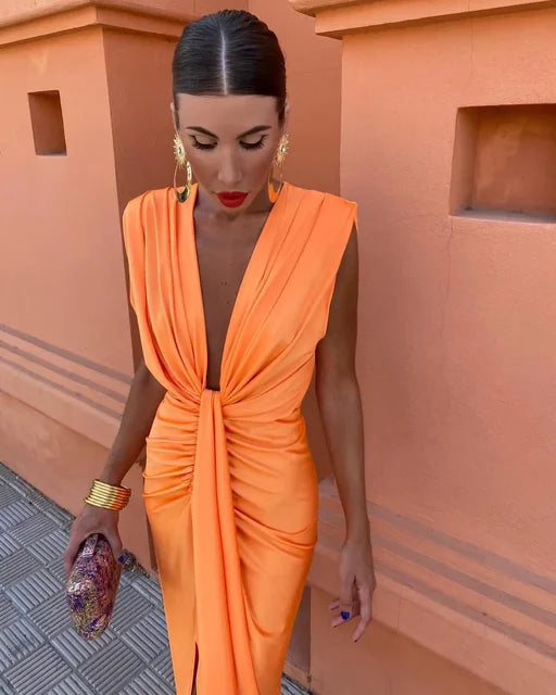 Selena - Fiery Drape Dress
