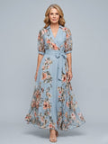 Vanessa™ - Boho Maxi Dress with V-neck and Bow