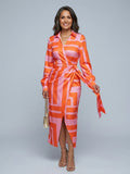 Olivia – Printed Waist-Cinching Shirt Dress