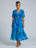 Everly - Vintage Glam Lantern Sleeve Midi Dress